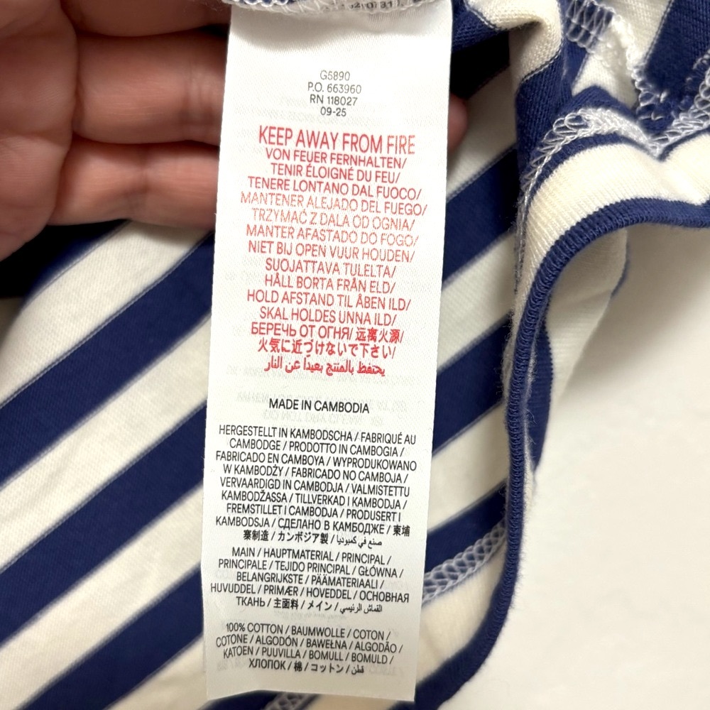 NWT MINI BODEN Relaxed Embroidered T-shirt in Navy Stripe - Picture 8 of 8